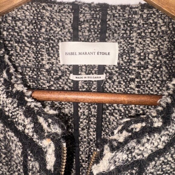 Isabel Marant Etoile $430 Laura Wool Blend Tweed Zip Jacket, 40, Classic - Picture 5 of 9